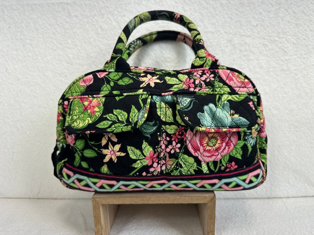 Vera Bradley Lola Handbag in Retired Botanica Black Floral Quilted Cottagecore